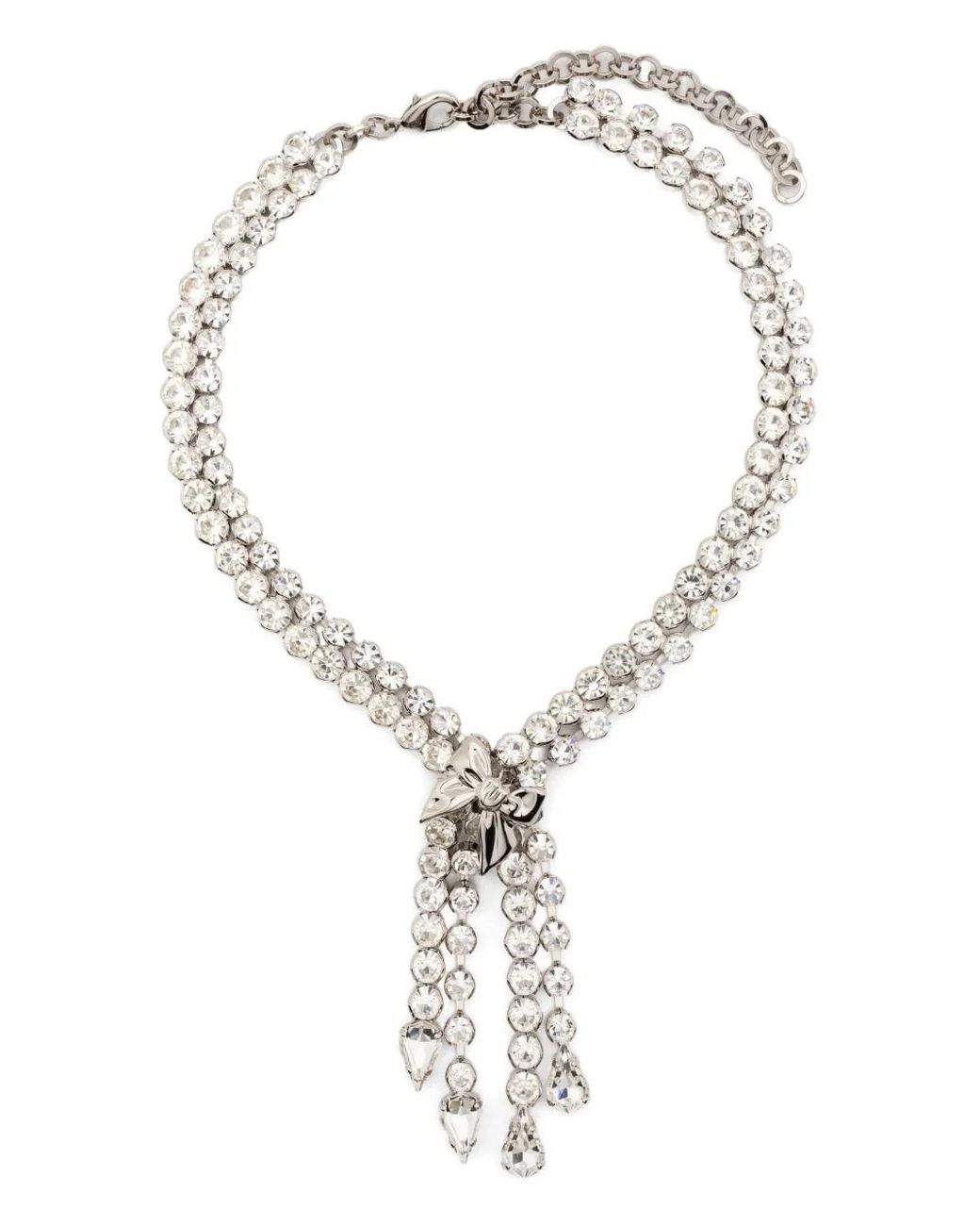 Alessandra Rich Natural Bow Crystals Necklace