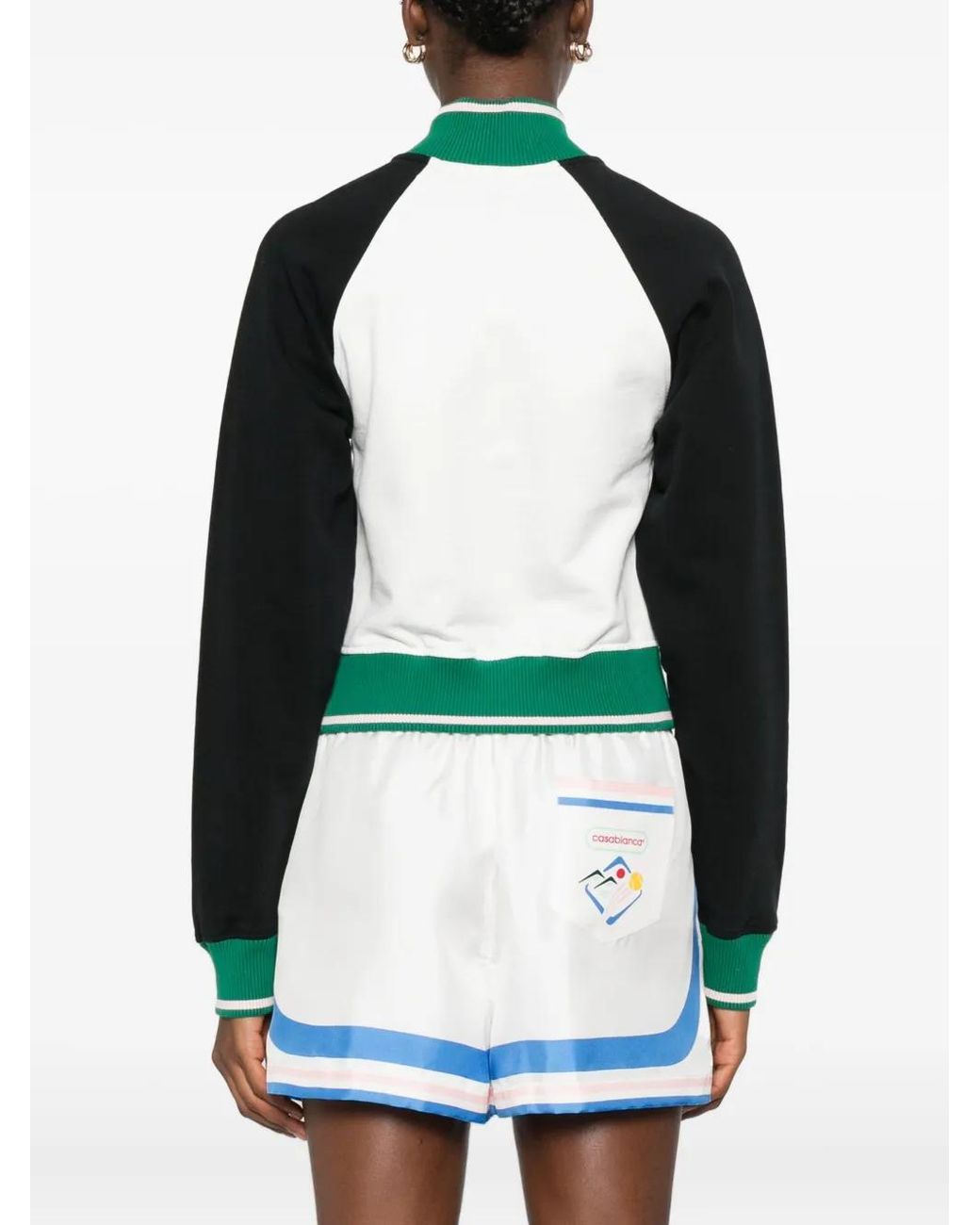 Casablanca Green 1/4 Zip Colourblock Sweatshirt