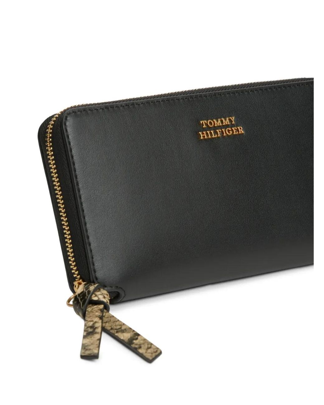 Tommy Hilfiger Black Portefeuille Zippé À Plaque Logo
