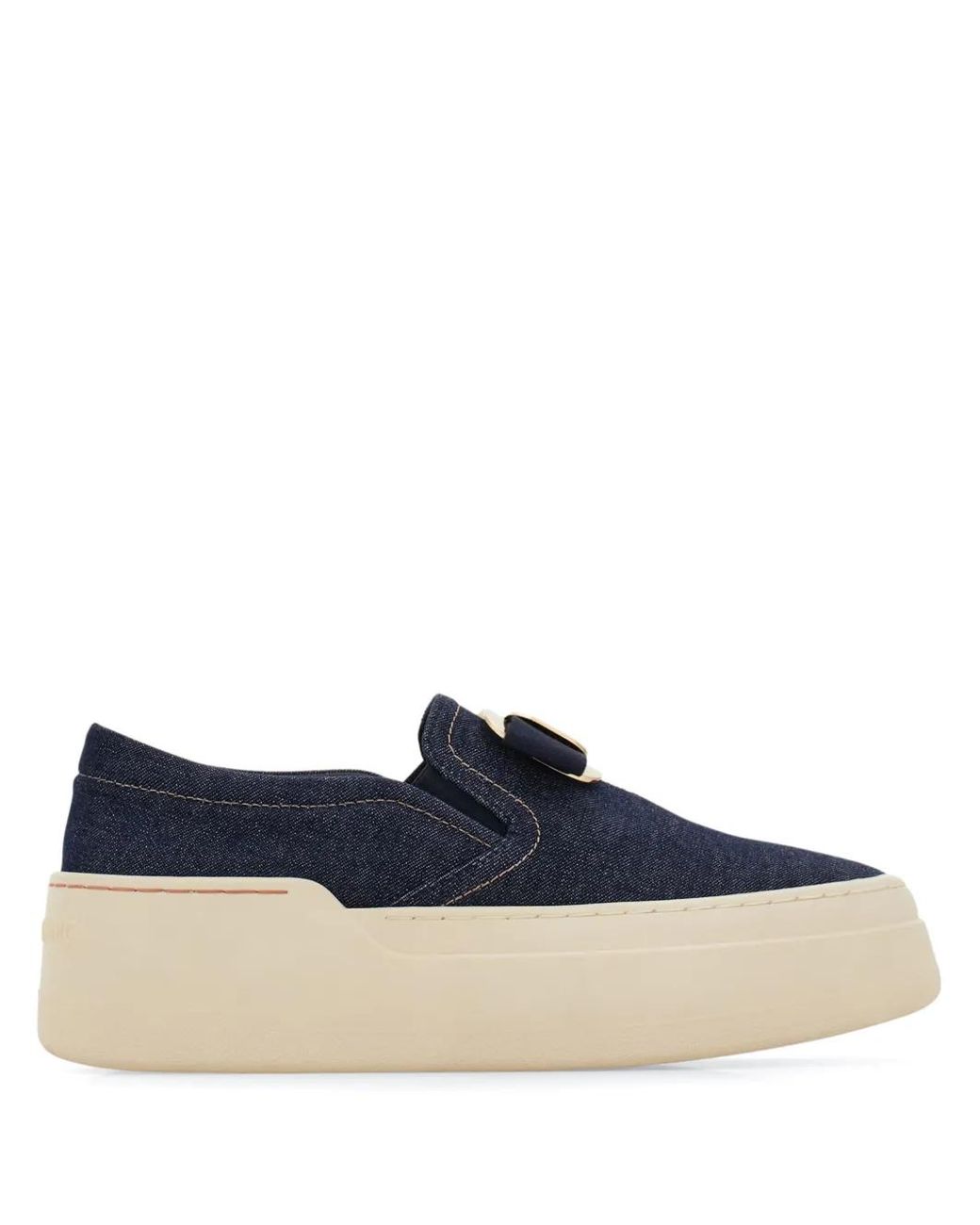 Ferragamo Blue Vara Plate Platform Slip-On Shoes
