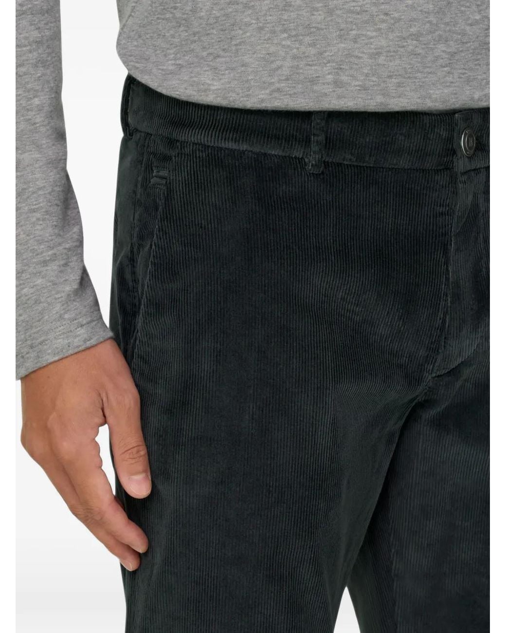Boggi Black Stretch-Velvet Trousers for men