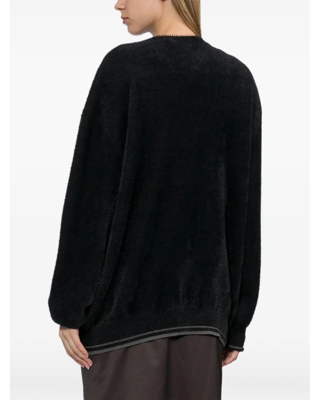 we11done Black Logo-Patch Cardigan