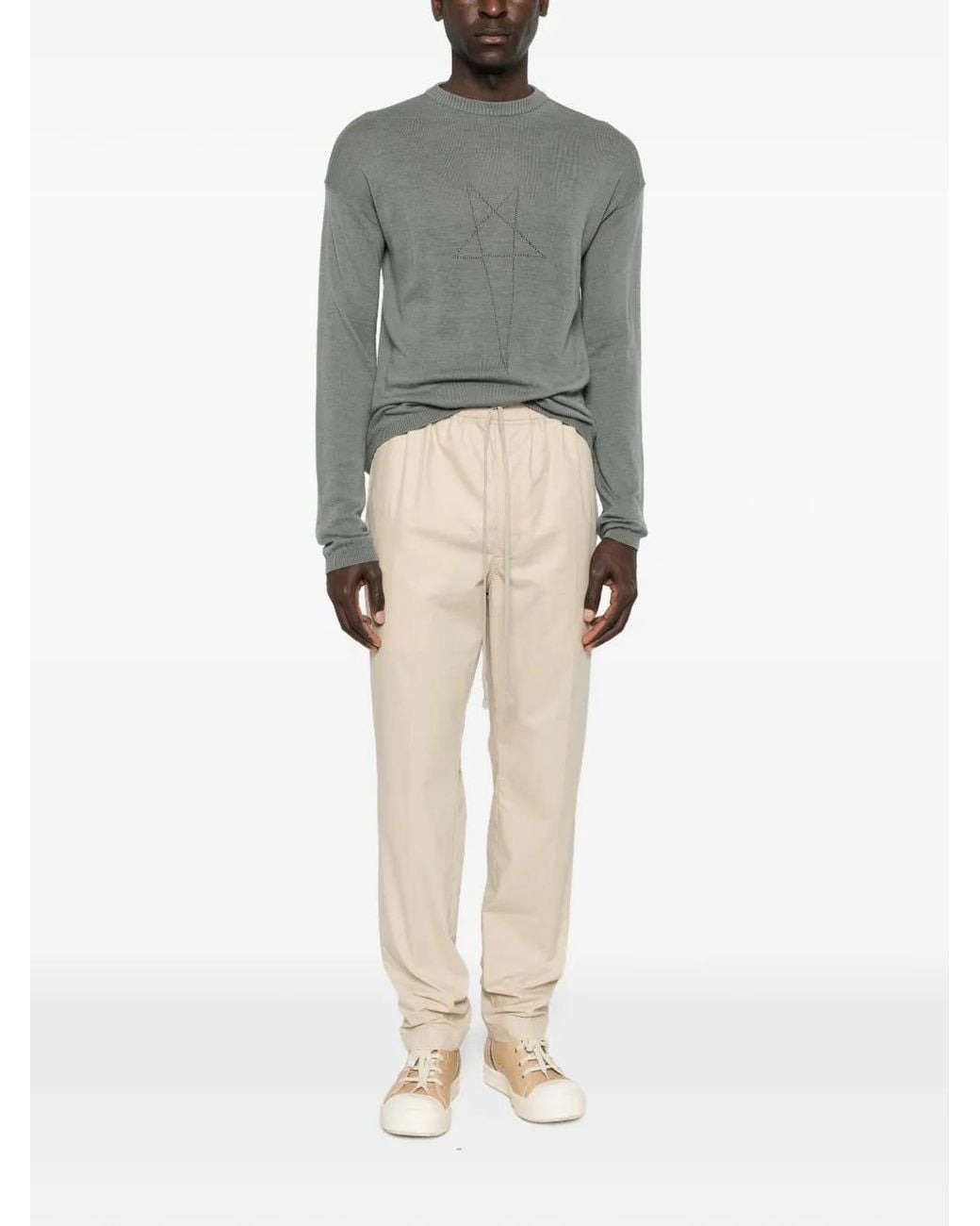 Rick Owens Natural Elasticated Trousers for men