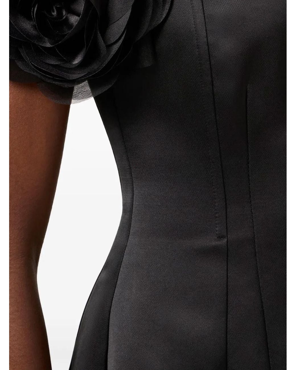 Elisabetta Franchi Black Kleid mit angewandten Blumen