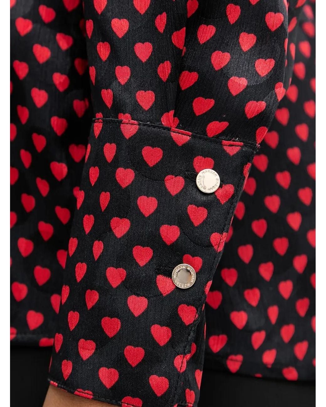 Morgan Red Heart-Print Button-Up Shirt