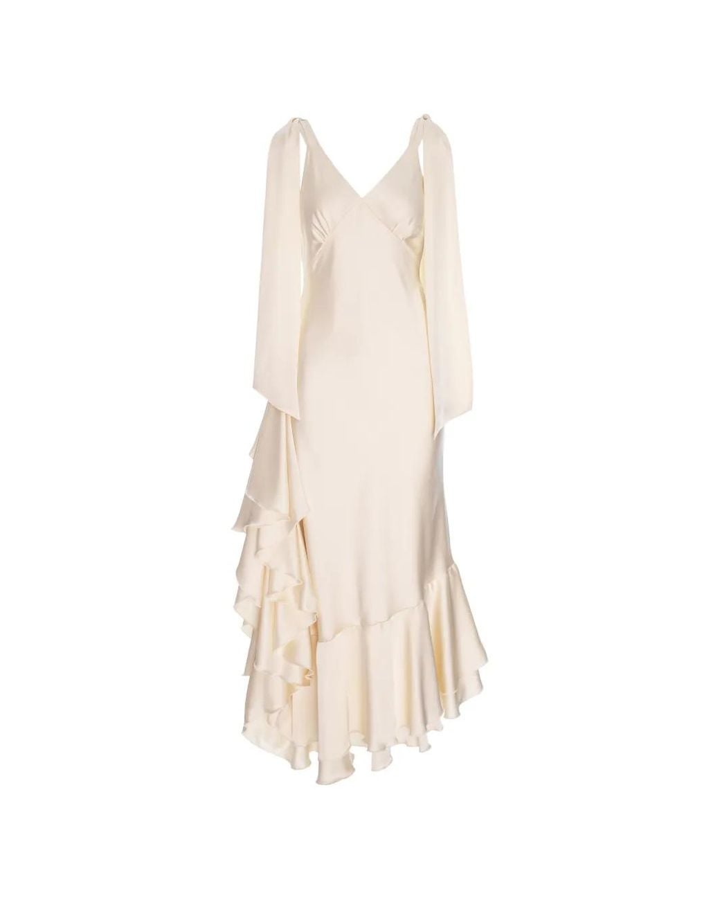 V:PM ATELIER White Acosta Ruffled Maxi Dress
