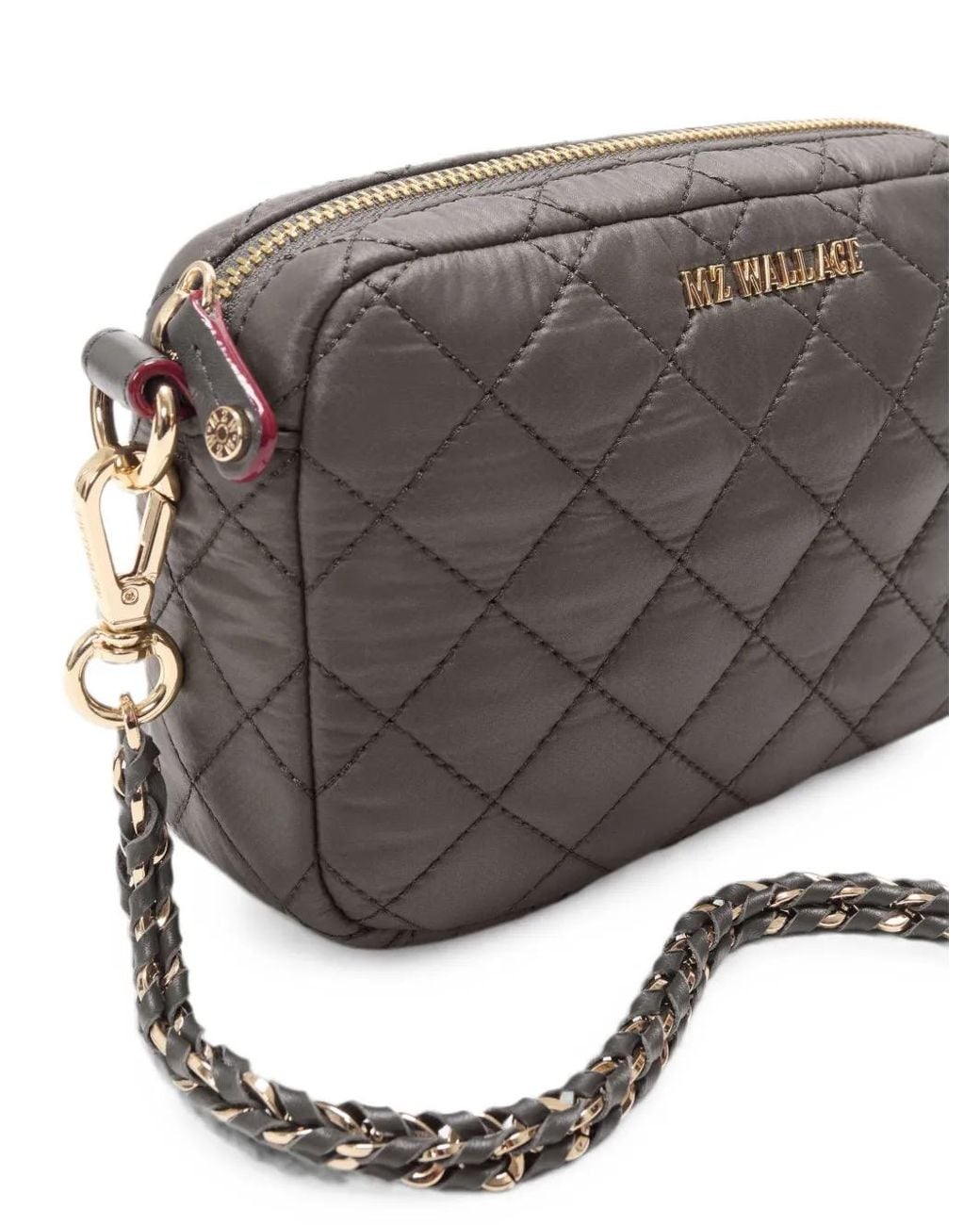 MZ Wallace Gray Mini Crosby Quilted Crossbody Bag
