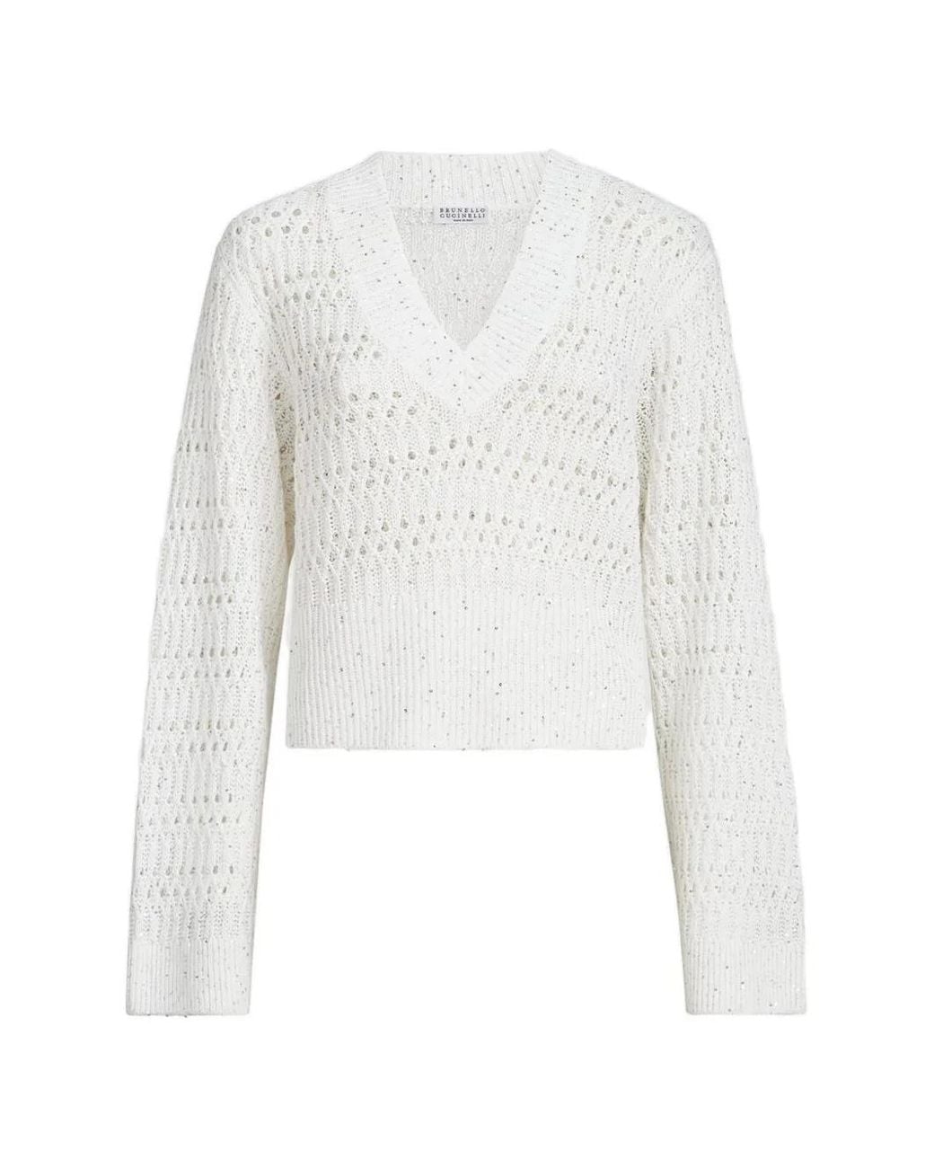 Pull À Col V Brunello Cucinelli en coloris White