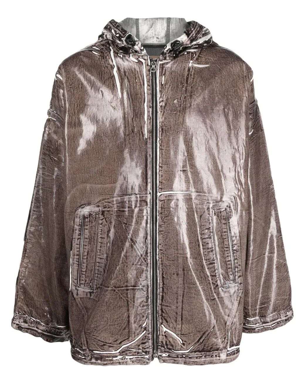 DIESEL Brown Coated Denim Jacket for men