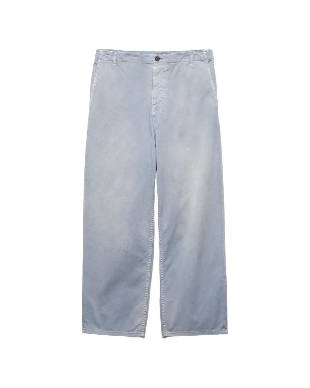 Prada Blue Logo-Patch Chino Trousers for men