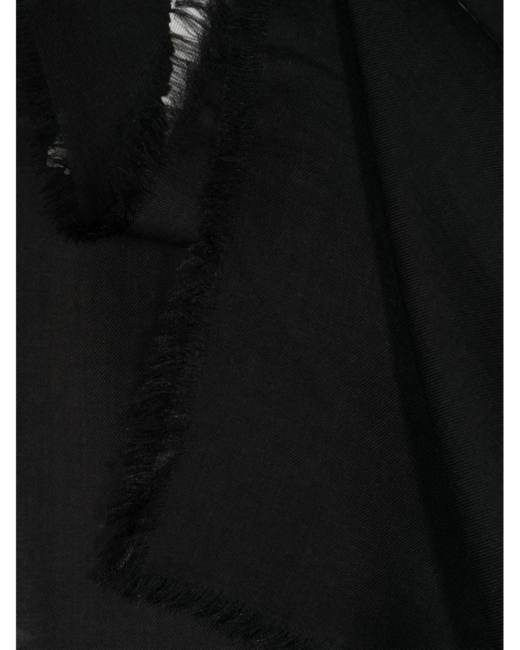 Givenchy Black Logo-Intarsia Frayed Scarf for men