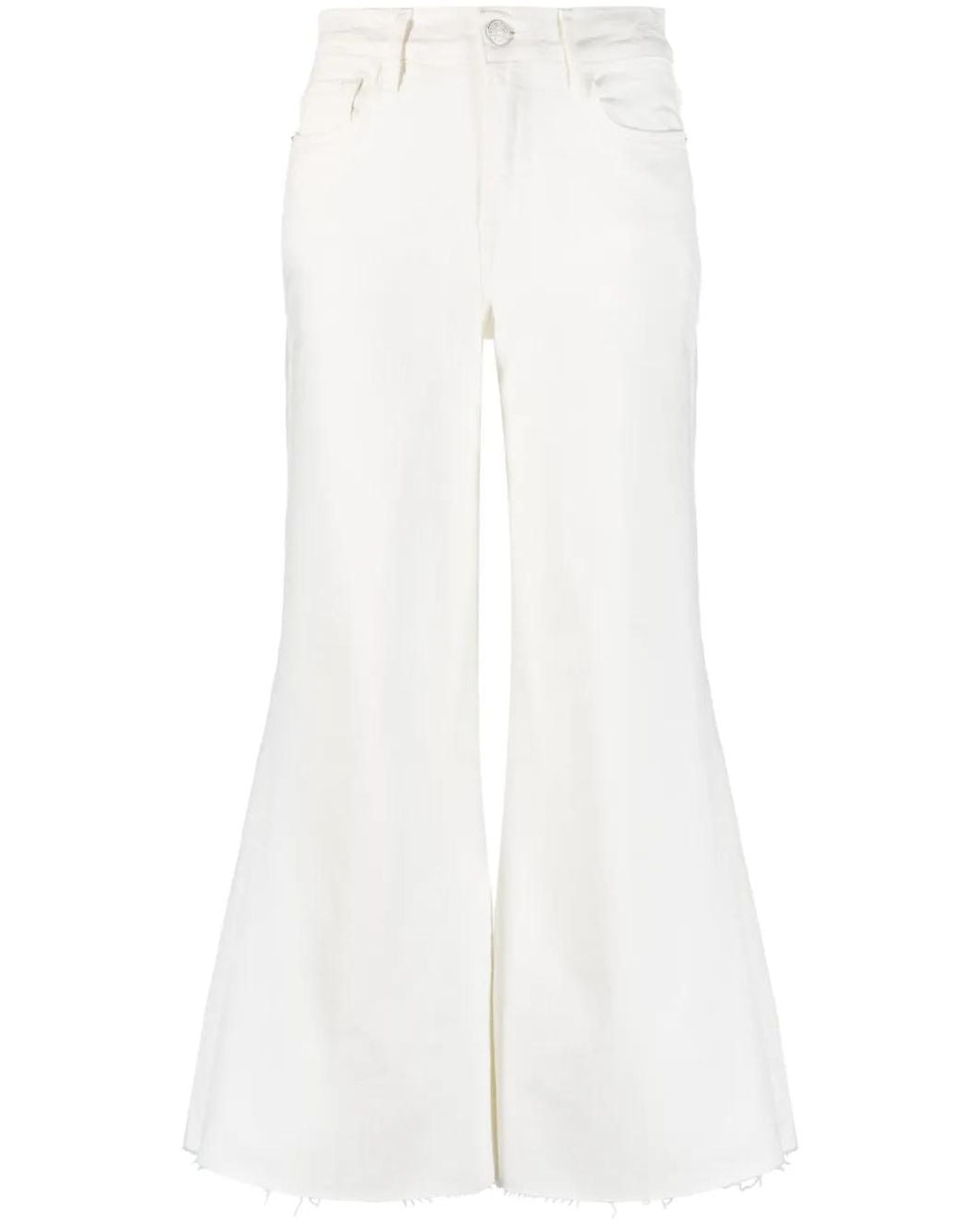 FRAME White 5B Pants Le Palazzo Crop Raw Natural