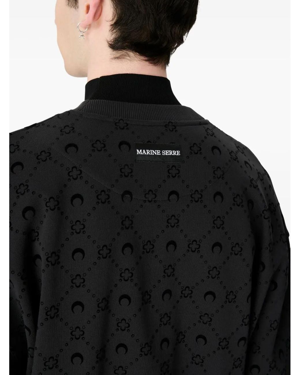 MARINE SERRE Black Moonogram Flocked Fleece Sweatshirt