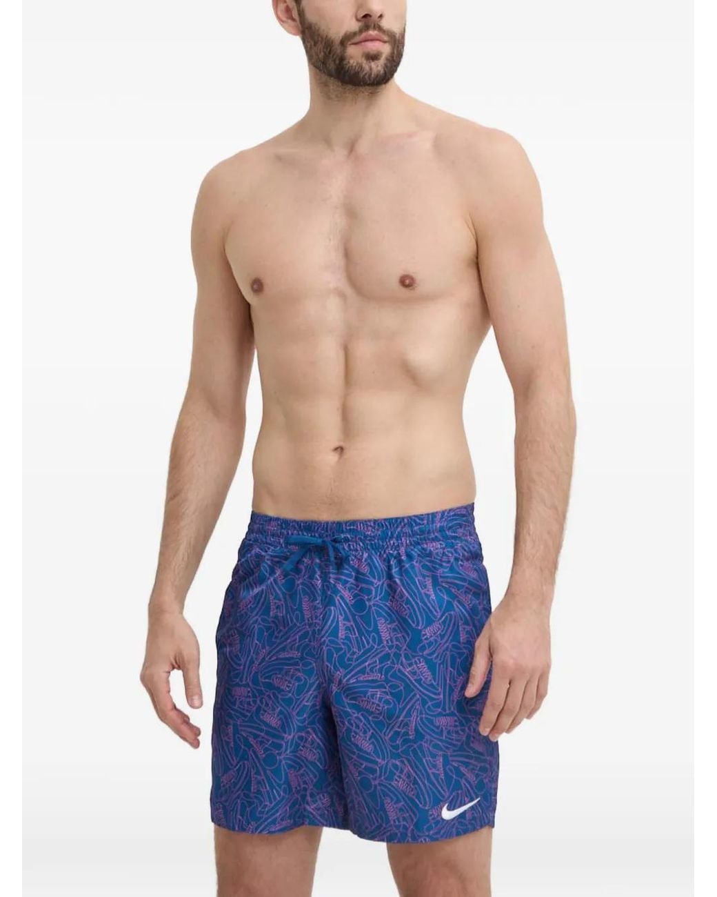 Nike Blue Sneaker-Print Swim Shorts for men