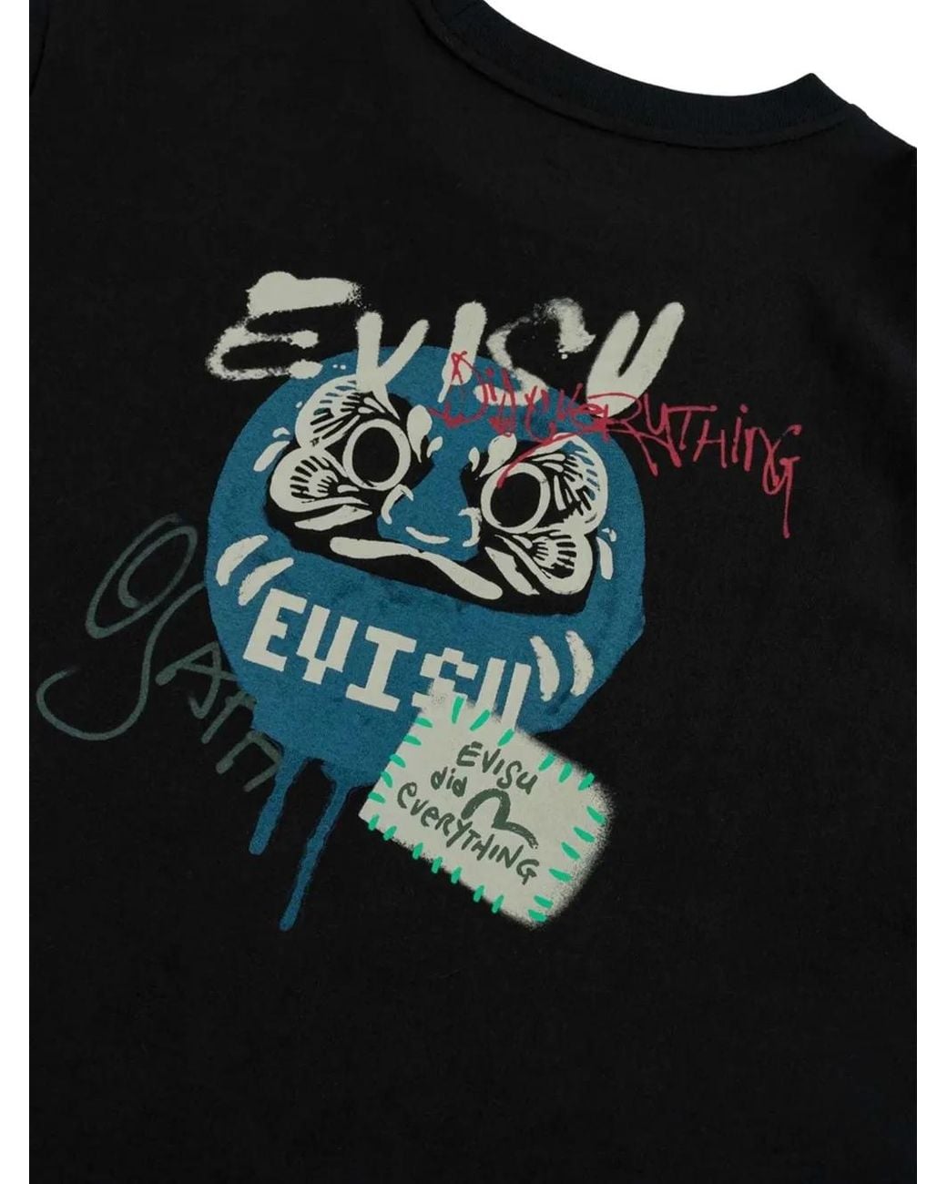 Evisu Black Printed Layered-Sleeve T-Shirt for men