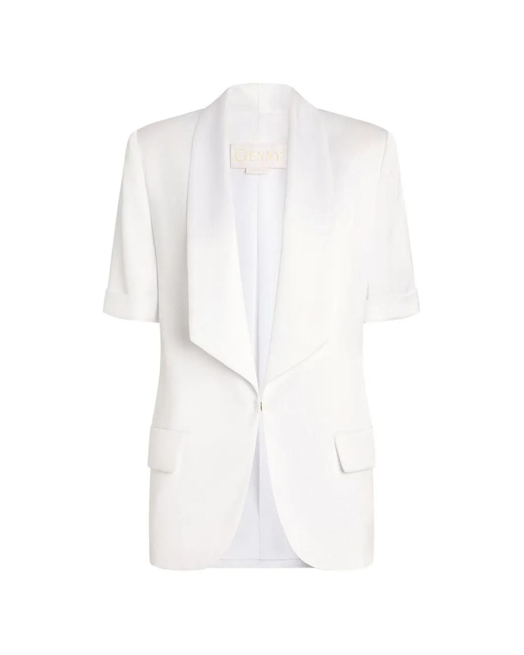 Genny White Short-Sleeve Pocket Jacket