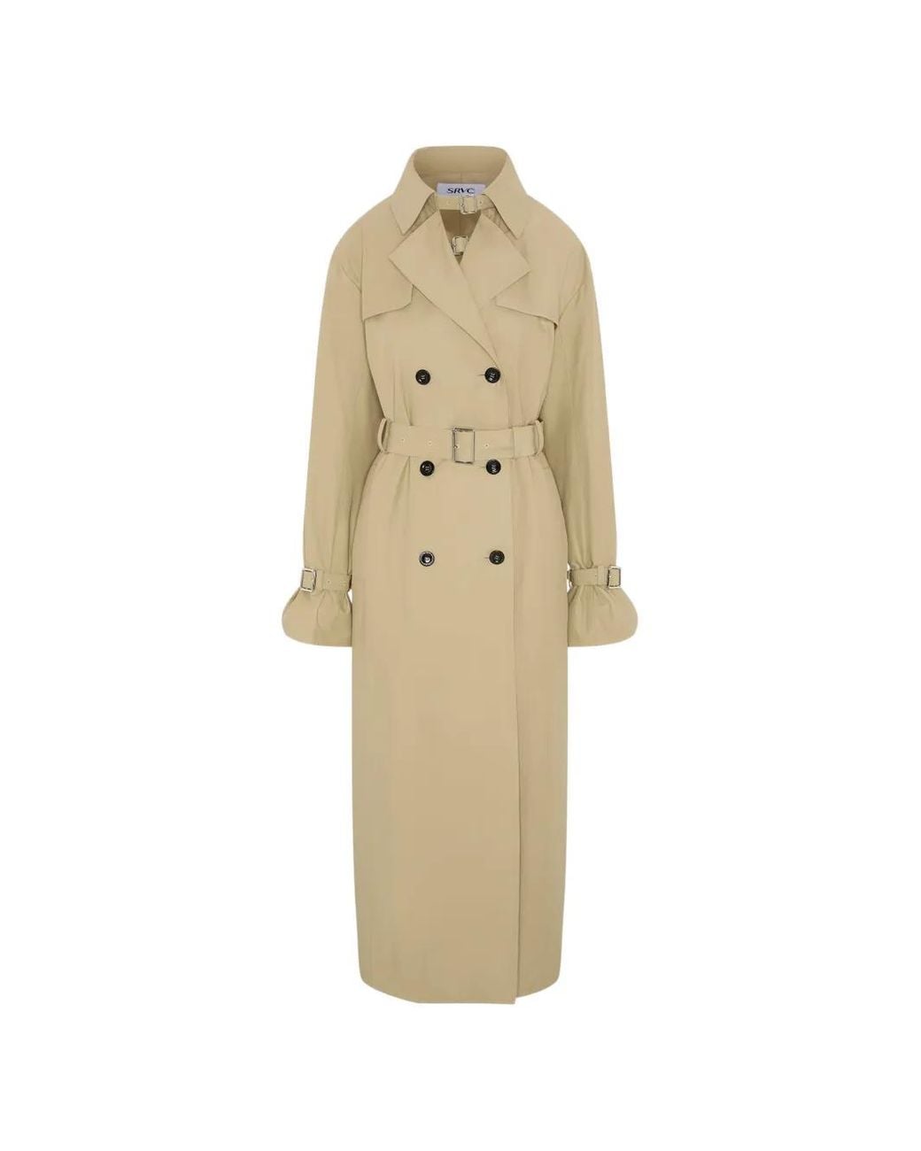 SRVC Studio White Seren Double-Breasted Trench Coat