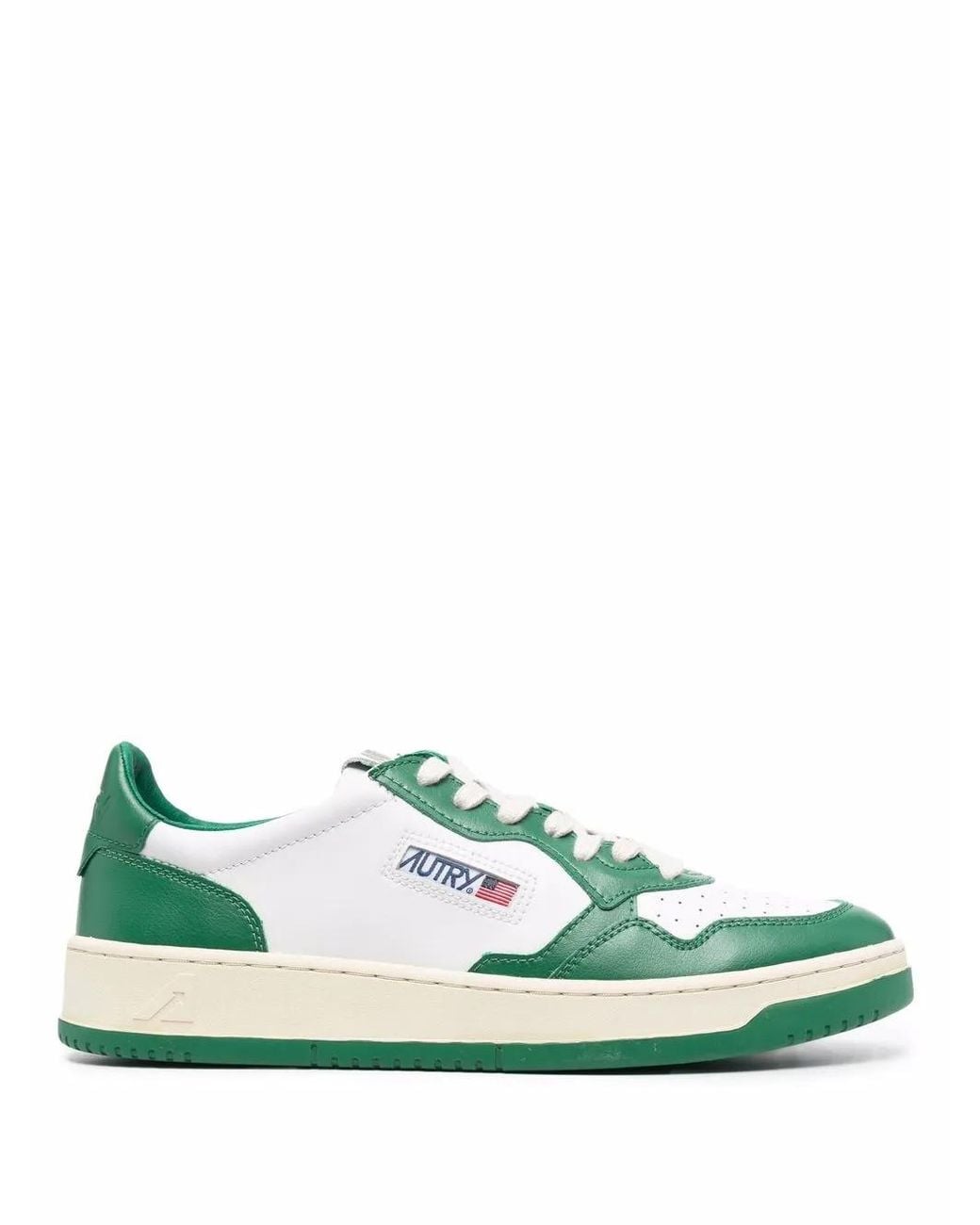 Autry Green Medalist Low & Bicolour Leather Trainers , Leather for men