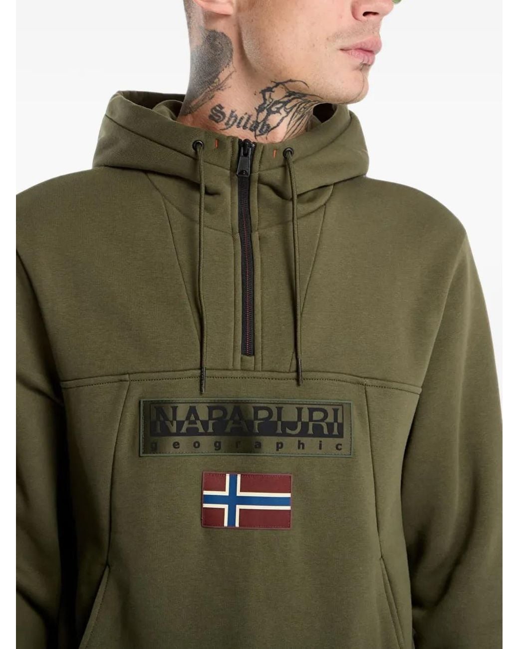 Napapijri Green Burgee Half-Zip Hoodie for men