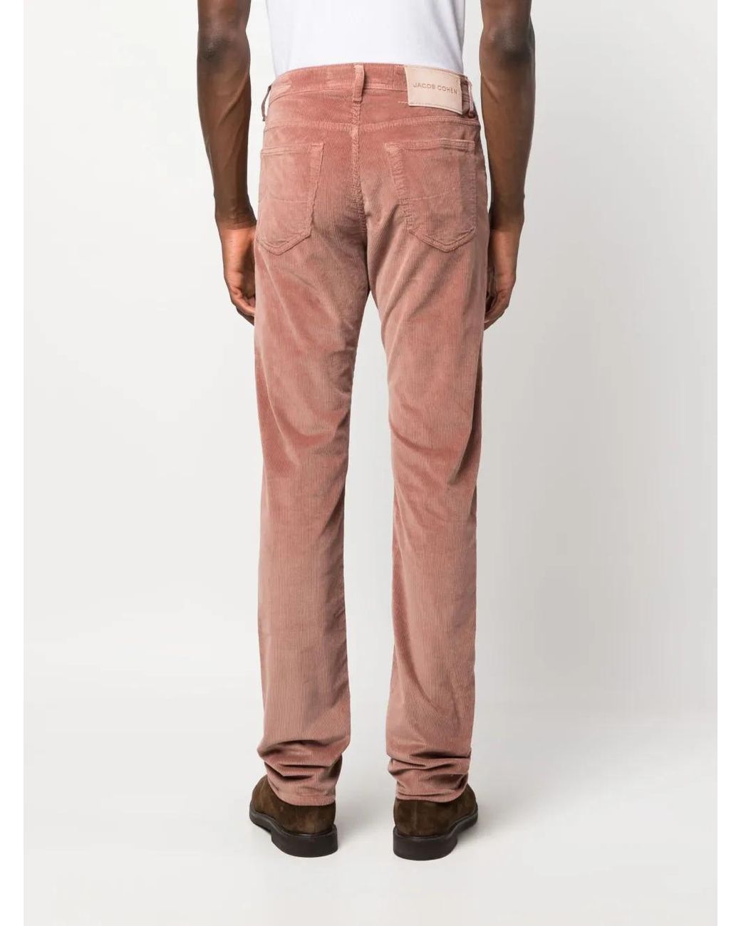 Jacob Cohen Red Mid-Rise Slim-Fit Corduroy Trousers for men