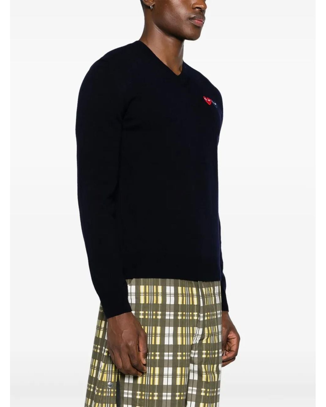 COMME DES GARÇONS PLAY Blue Heart-Patch Wool Jumper