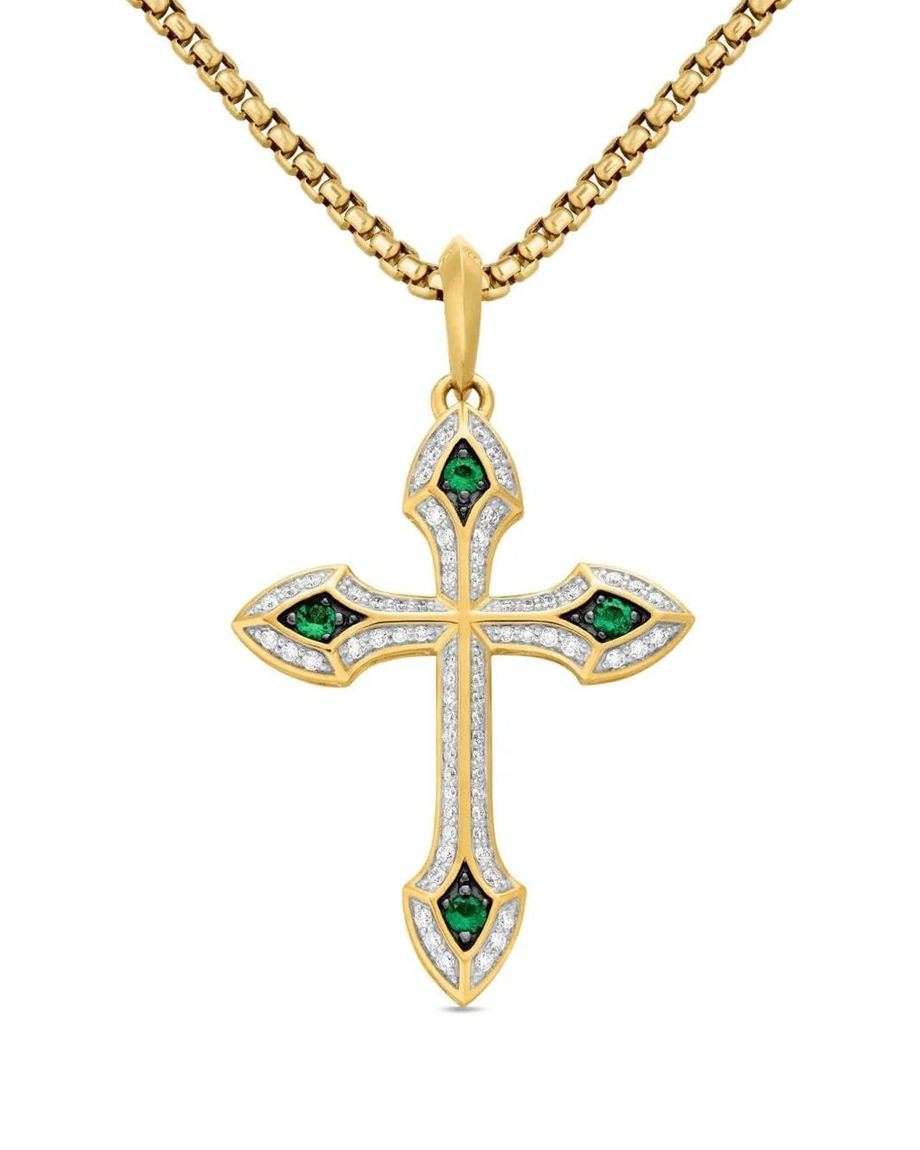David Yurman Metallic 18Kt Gothic Cross Diamond Amulet (36.5Mm) for men