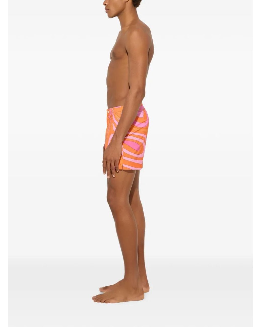 Emilio Pucci Pink Marmo-Print Swim Shorts for men