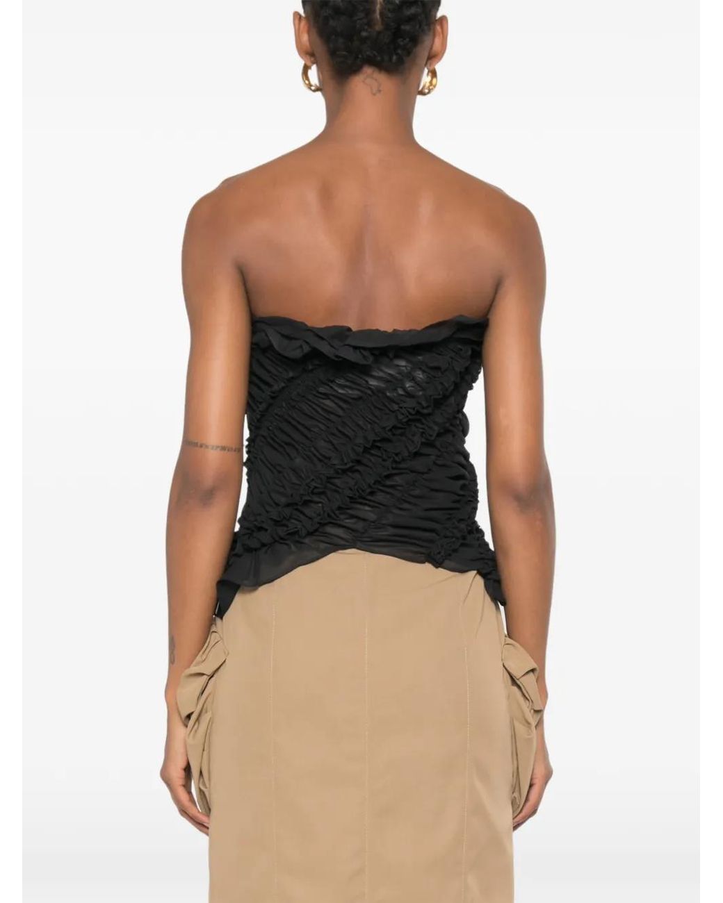 Magda Butrym Black Ruffled Ruched Top
