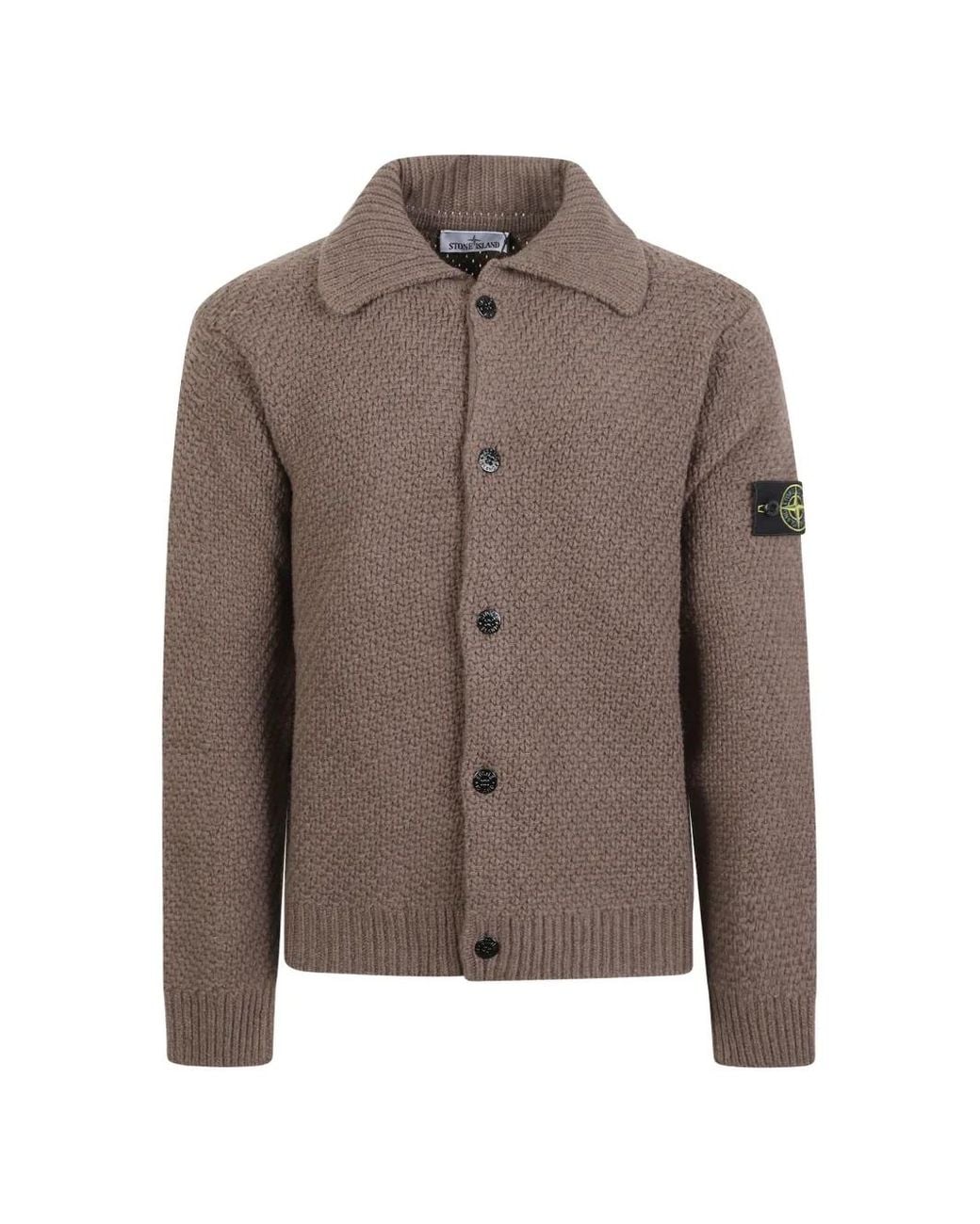 Stone Island Brown 5100056 Lambswool Loose-Fit Collared Jumper for men