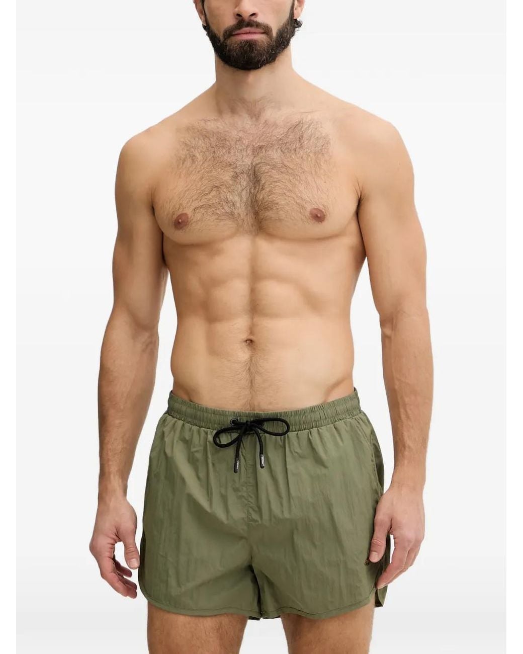 Aeronautica Militare Green Logo-Embroidered Drawstring Swim Shorts for men