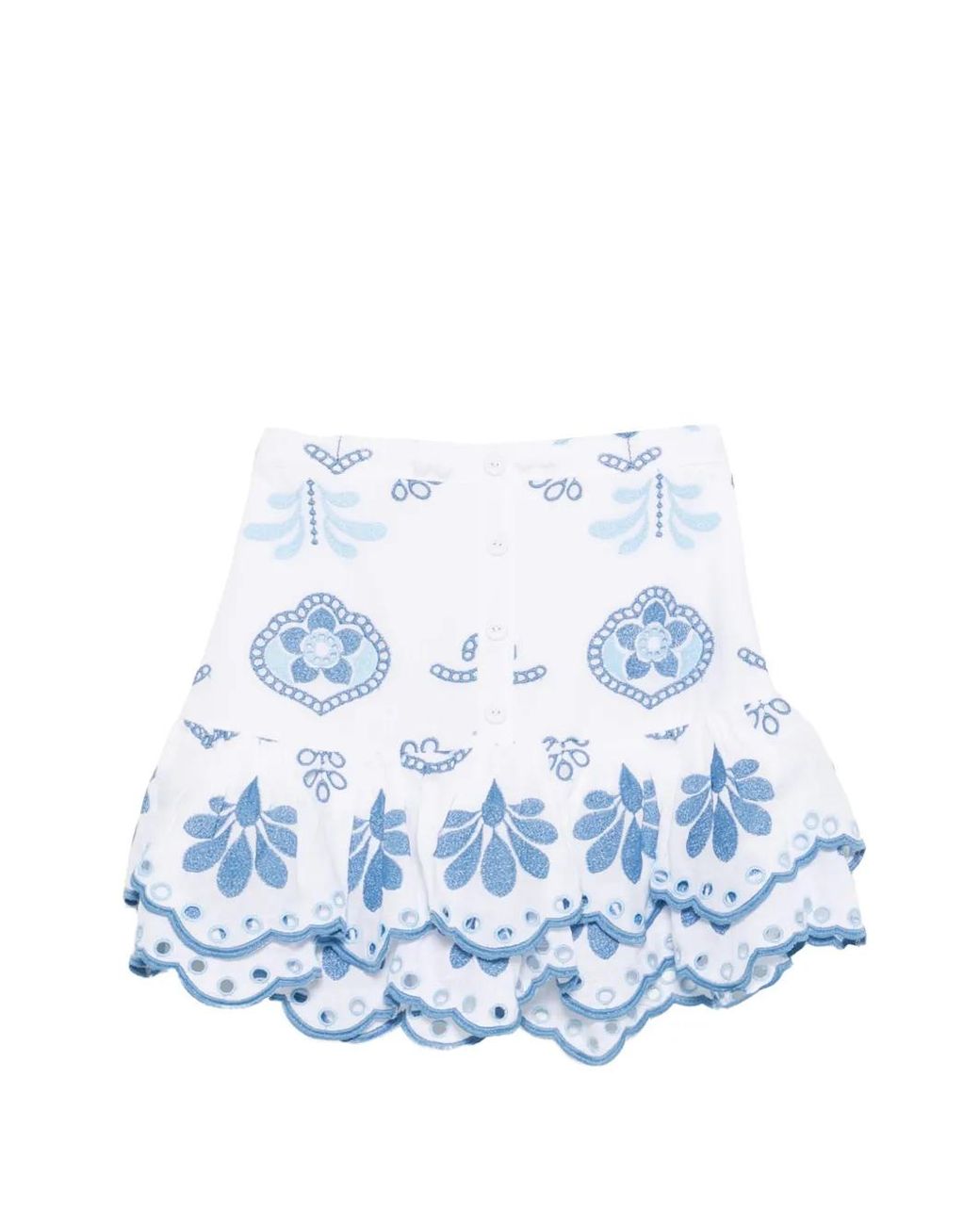 Charo Ruiz Blue Leora Embroidered Mini Skirt