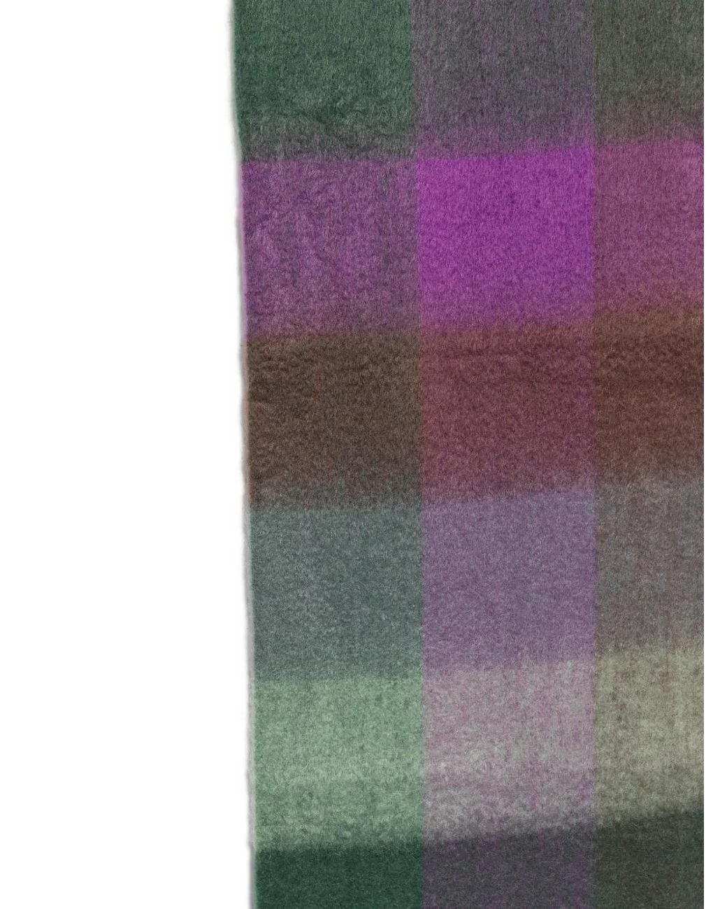 Verb to Do Purple Check-Pattern Fringed Scarf