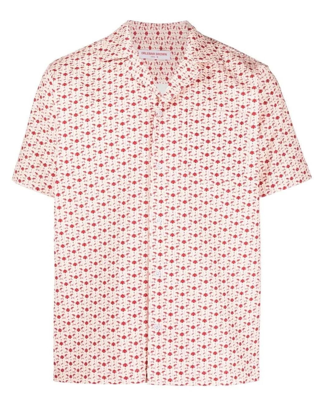 Orlebar Brown Pink Marne Cord Bandana Corduroy Shirt for men