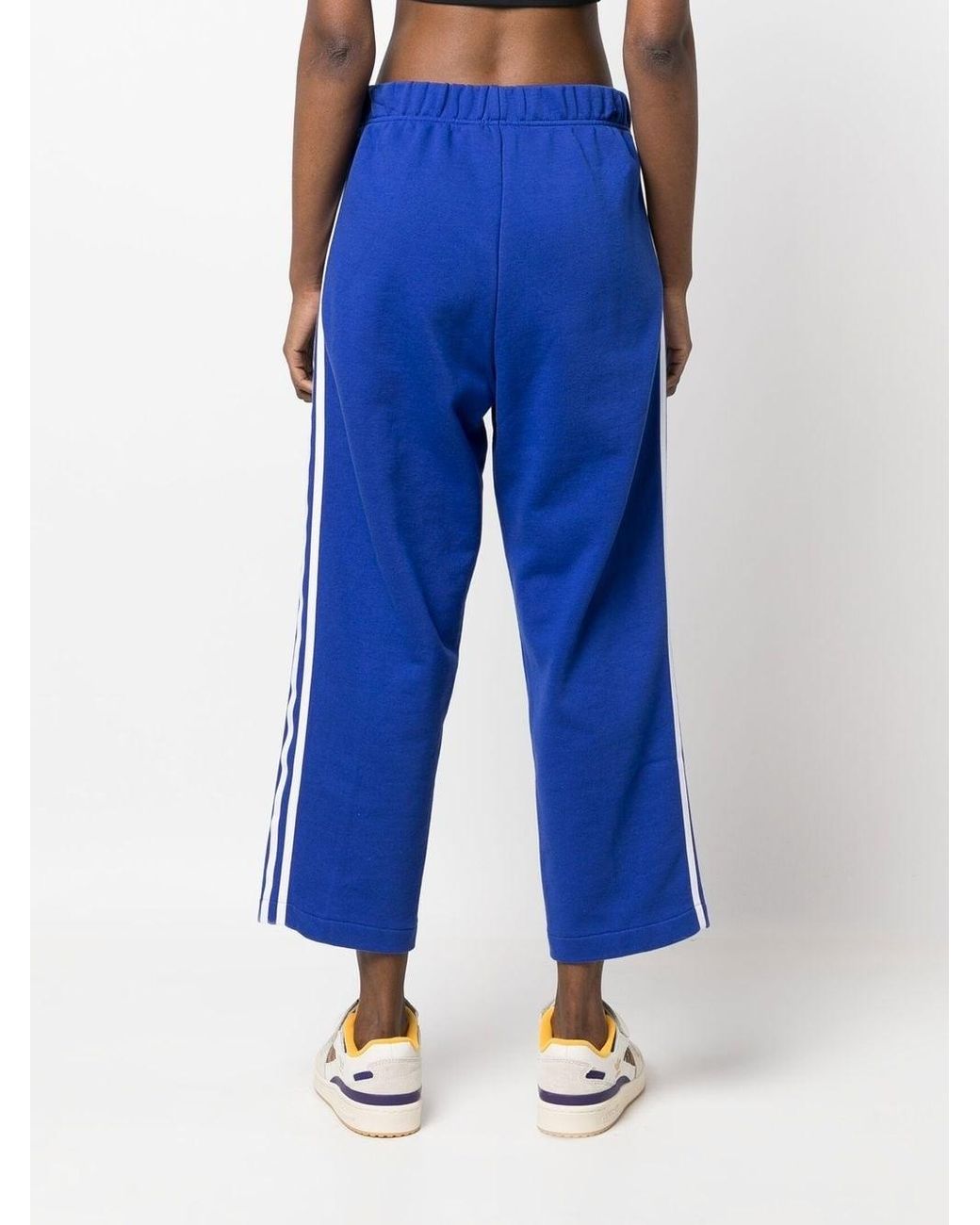 Adidas Cropped Capri Track Pants Medium NAVY BLUE Workout Stripe