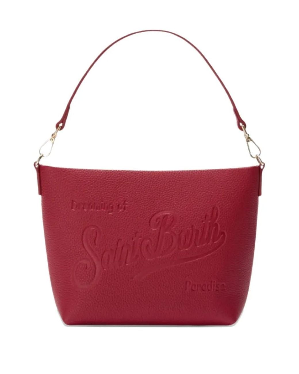 Mc2 Saint Barth Red Aline Embossed-Logo Tote Bag