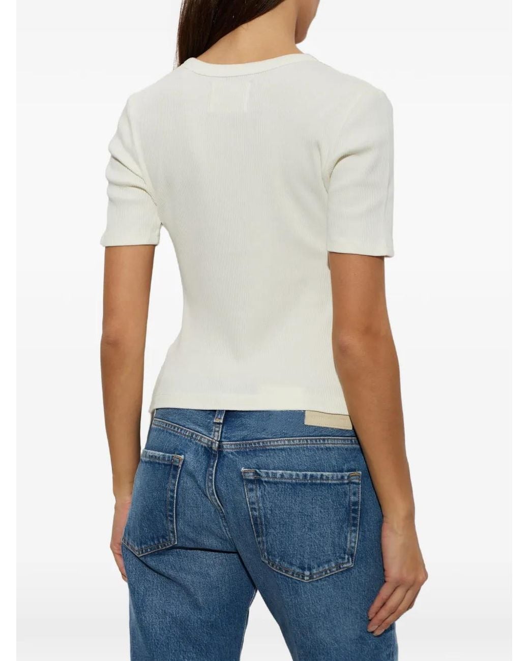 Citizens of Humanity White T-Shirt Wren En Maille Côtelée