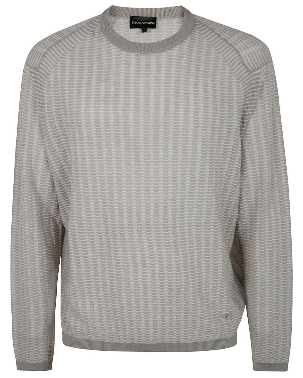 Emporio Armani Gray Lyocell Pullover Sweater for men