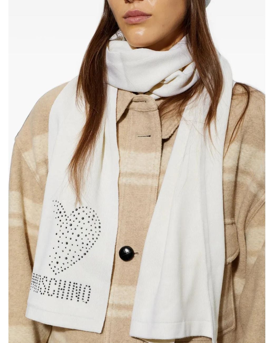 Moschino Natural Écharpe À Sequins Motif Cœur