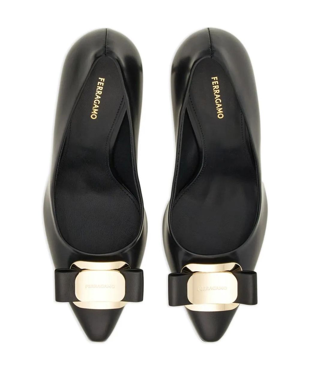 Ferragamo Black Luxe Vara Plate Pump