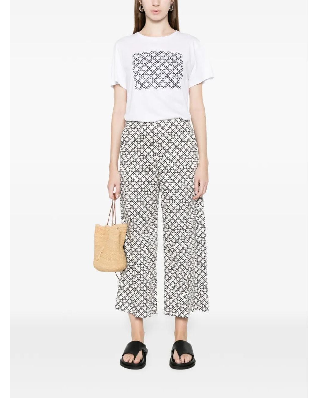 Marella White Patterned Trousers