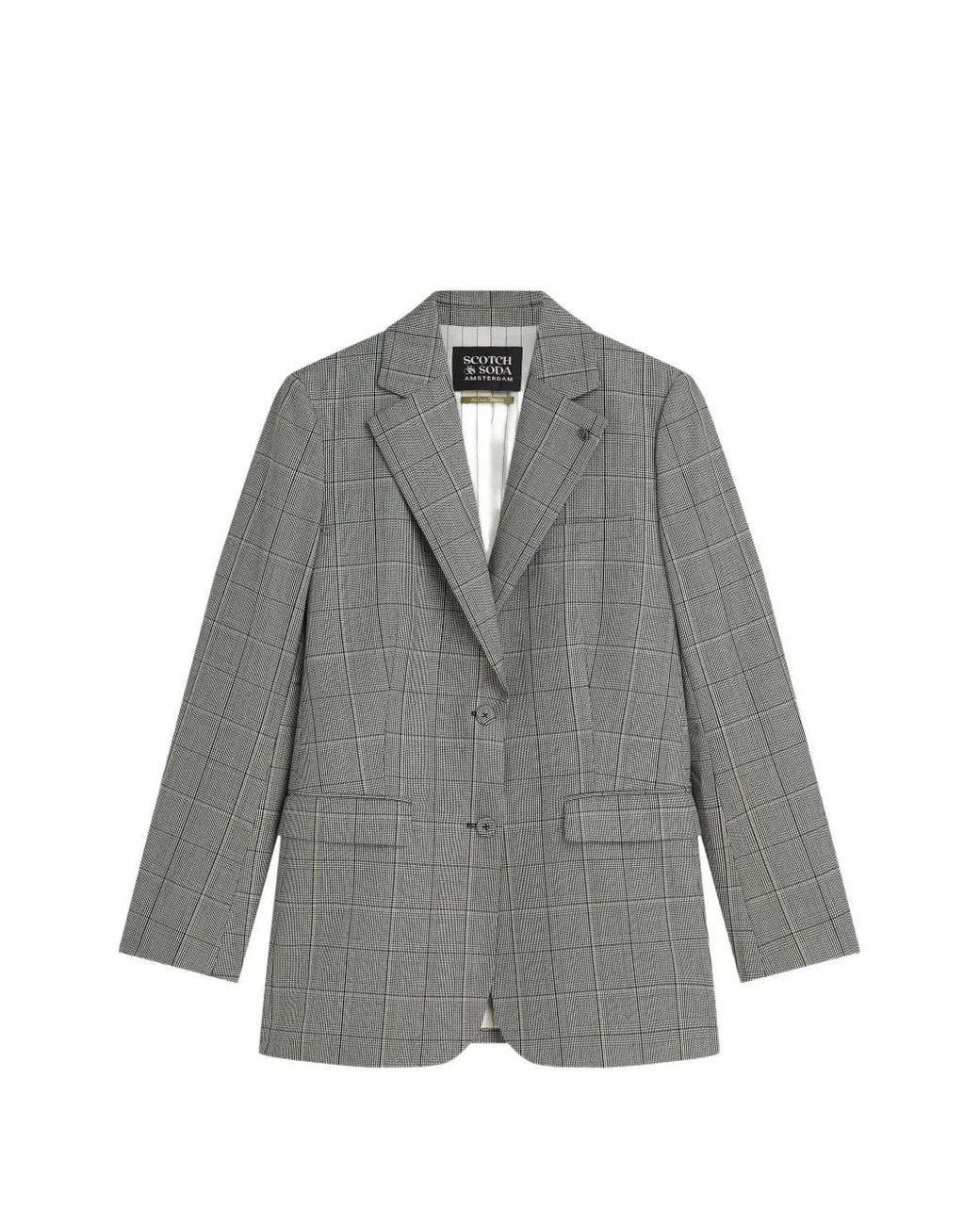 Scotch & Soda Gray Prince Of Wales Check Blazer