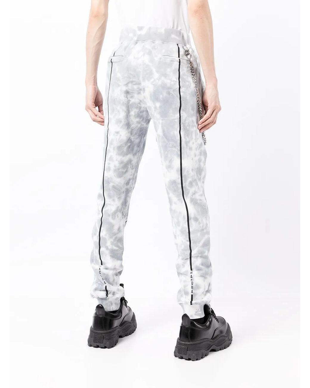 Haculla White Tie Dye-Print Drawstring Track Pants for men