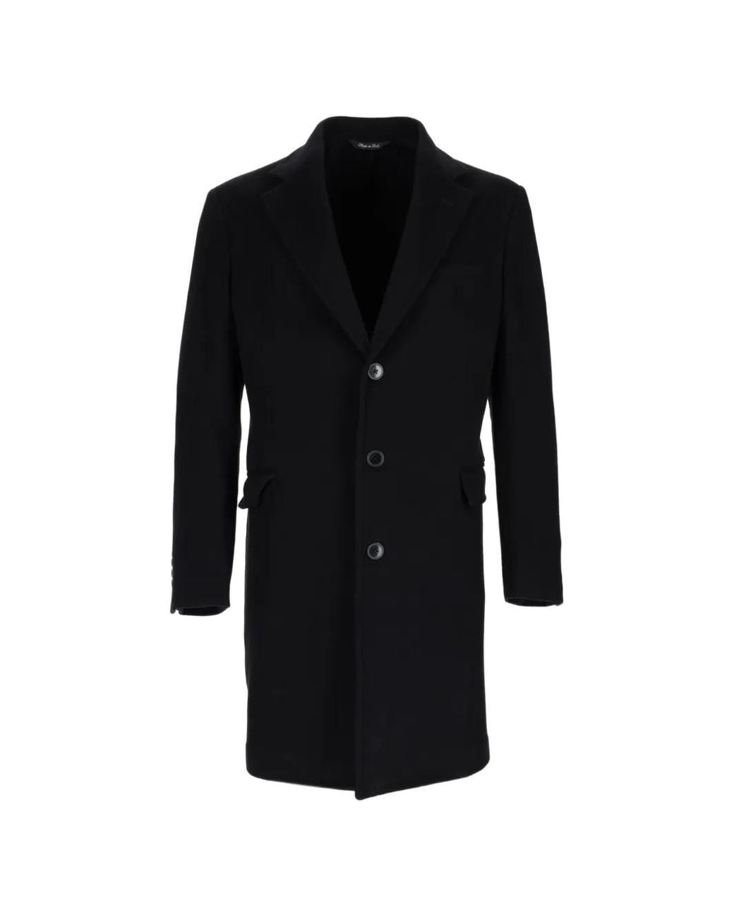 Colamarino Black Single-Breasted Notched-Lapel Coat for men