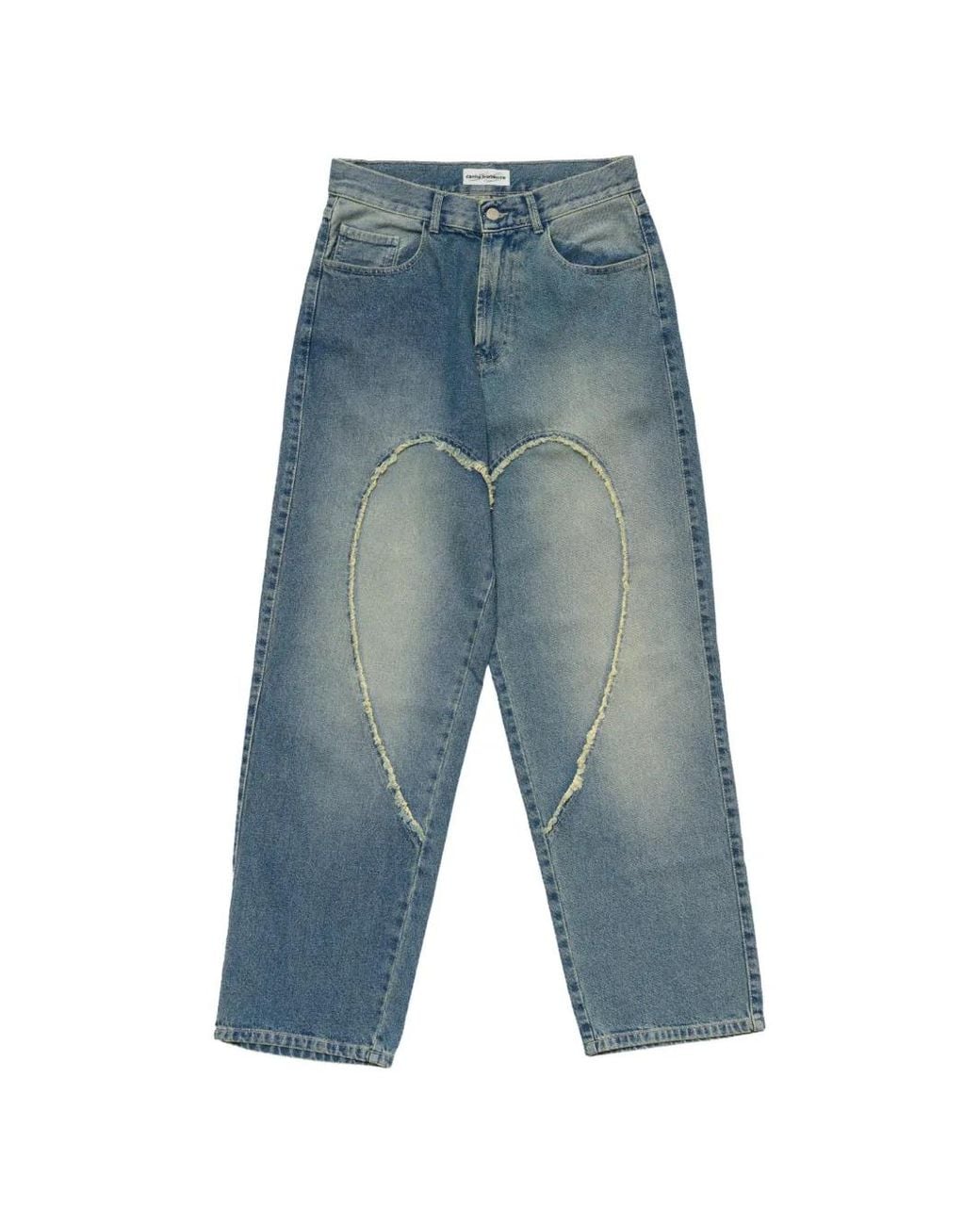 Carne Bollente Blue Love 00's Raw-Edge Heart-Patch Jeans for men