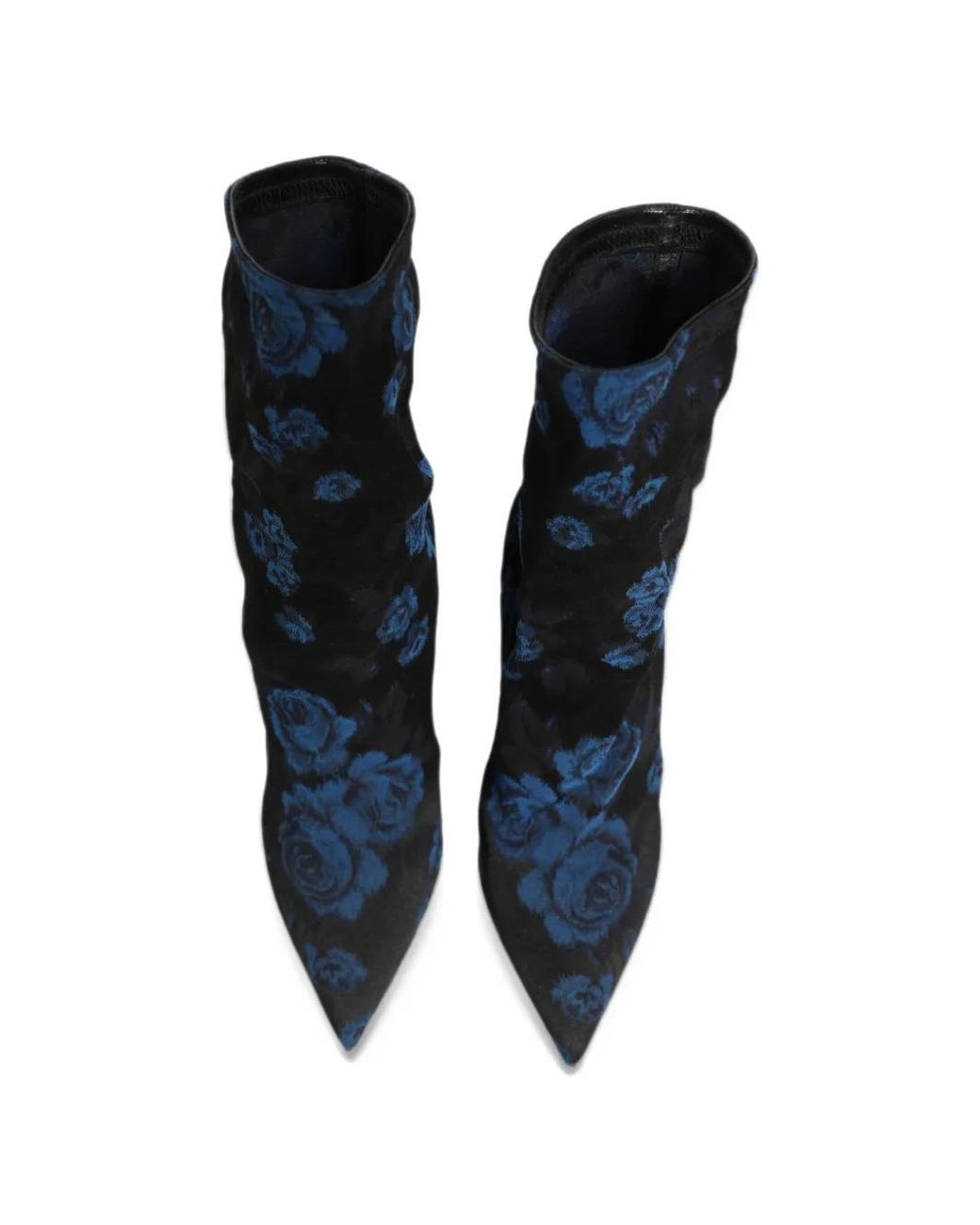 Dolce & Gabbana Blue Floral-Print Heeled Boots