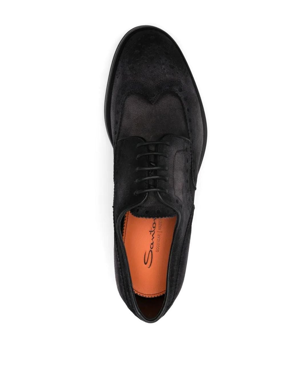Santoni Black Suede Derby Shoes for men