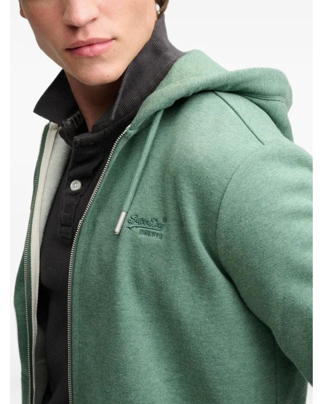 Superdry Green Hoodie Essential Zippé À Logo for men