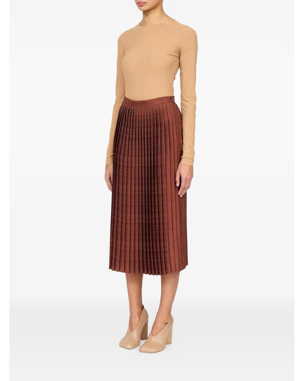 MM6 by Maison Margiela Brown Jacquard Midi Skirt