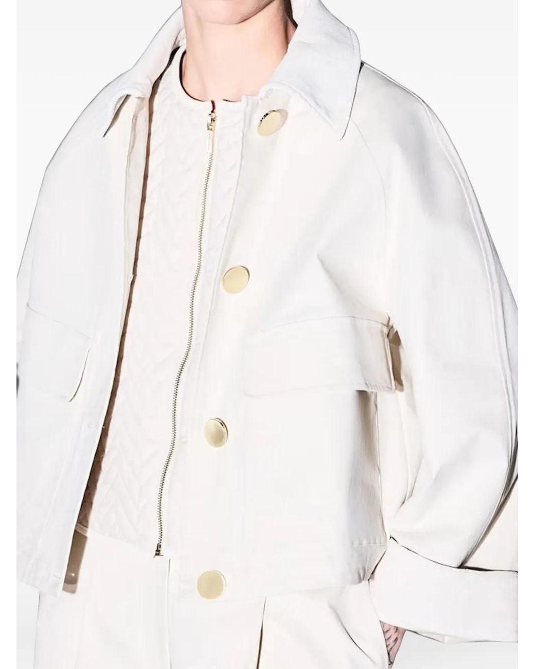 ARMANI EXCHANGE White Button-Up Cropped Jacket
