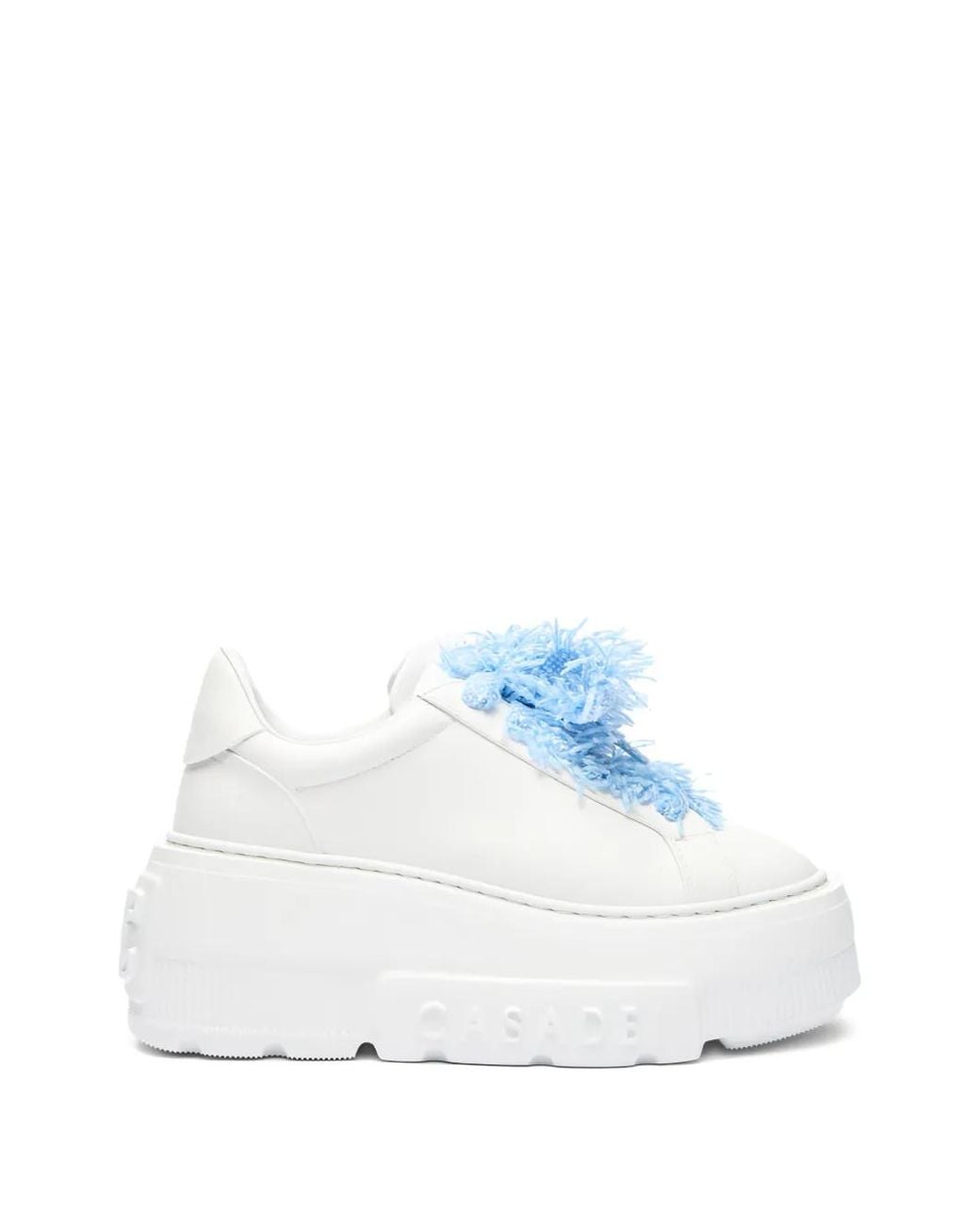 Casadei White Nexus Sneaker With Fluffy Yarn Lace